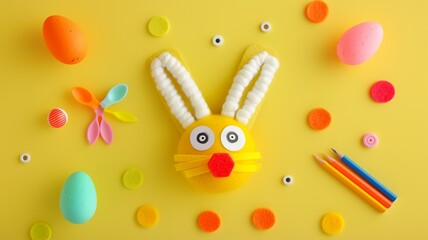 Obraz premium Playful Bunny with Easter Eggs