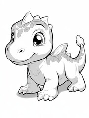 Fototapeta premium cartoon dinosaur and hearts coloring page for kids
