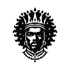 Person Wearing Crown Portrait in Black and White Simple Art