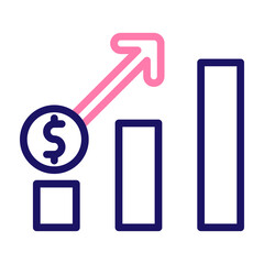 Revenue Growth Vector Line Two Colors Icon Design