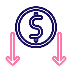Decrease In Value Vector Line Two Colors Icon Design