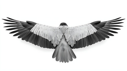 Bird in flight, rear view, isolated on white