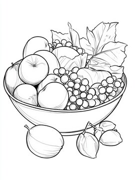 recommend clip art: BOWL OF FRUIT SALAD WITH APPLE, GRAPES, AND ORANGES, OUTLINED IN BOLD LINES