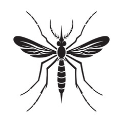 Dangerous Mosquito silhouette, a global transmitter of disease – Mosquito illustration – Minimalist Mosquito vector – Insect silhouette

