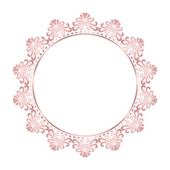 Damask Round Wreath rose gold circular round ornament floral Abstract pattern, Classic Victorian traditional style, illustration Vintage Design, Floral frames, Mandala, Antique, Moroccan frame