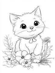 Obraz premium CAT OUTLINED IN SIMPLE LINES FOR COLORING