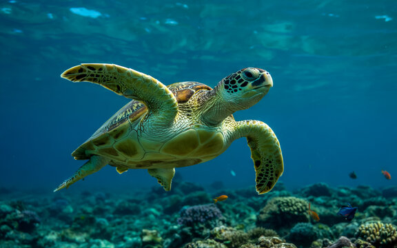 sea turtle swimming