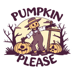 Spooky Season Scarecrow With Pumpkins And Autumnal Appeal Vector Illustration