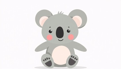 Fototapeta premium Adorable koala placed against a white backdrop.