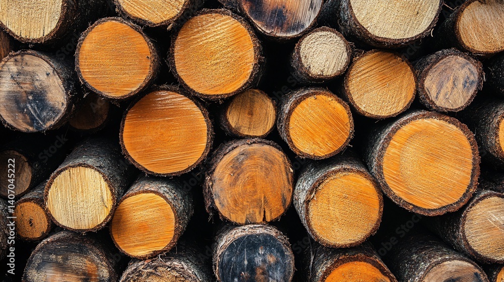 Aufkleber stack of logs forming a textured wooden background for forestry and lumber industry concepts