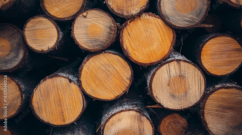 Aufkleber stack of logs creating a textured wooden background