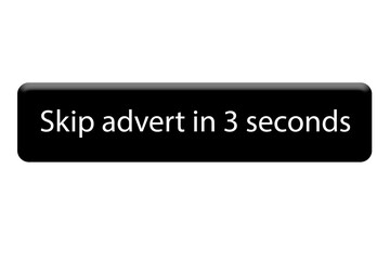 Digital composite. ..Screen icon for use on internet “Skip advert in three seconds” ..it, advertising, ad,