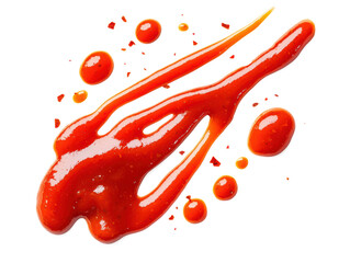 Barbecue sauce drizzle in a zigzag pattern on white background, isolated image for easy background removal and food branding