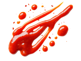 Barbecue sauce drizzle in a zigzag pattern on white background, isolated image for easy background removal and food branding