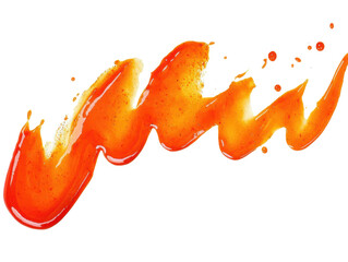 Barbecue sauce drizzle in a zigzag pattern on white background, isolated image for easy background removal and food branding
