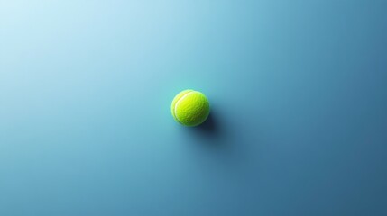 Bright green tennis ball centered against a solid blue background modern simplicity