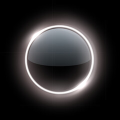 Silver neon light round frame with glowing glass surface. White futuristic illuminated button. Abstract vector illustration for UI design, sci-fi elements, modern tech interfaces. © backup16