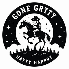 Spooky Cowboy Skeleton Horse Rider Forest Night Scene Illustration Artwork