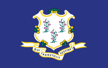 Flag of Connecticut , Connecticut Flag, USA state Connecticut Flag Vector Illustration, USA, 
