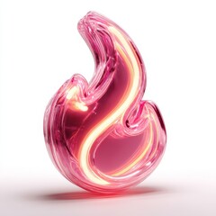 Fototapeta premium Abstract Swirling Pink Flame Sculpture with Soft Light Reflection