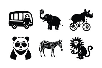 A set of different wild animals