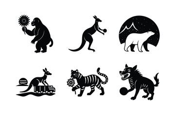 A set of different wild animals