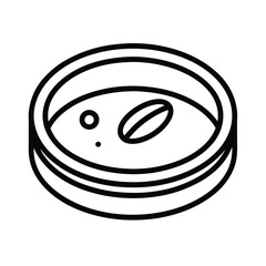 Outline of Petri dish on white background