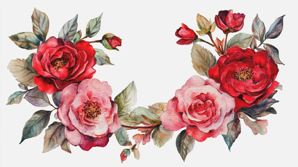 Fototapeta premium Elegant wedding invitation card background . Minimal hand painted watercolor botanical flowers texture template background. Design for wedding, vip cover, poster, rsvp moderncard.Valentine's Day