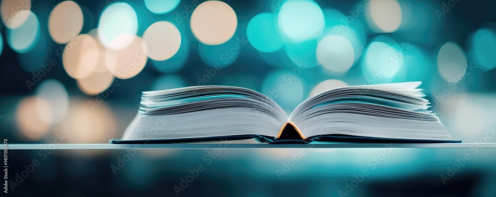 Poster books floating in the air with surrealism and float concept. an open book on a blurred background cr
