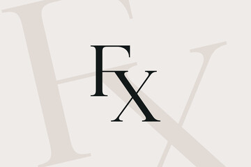 FX or XF letter logo icon design. Classic style luxury initials monogram.