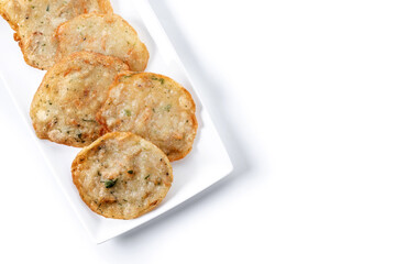 Tortillitas de camarones isolated on white background