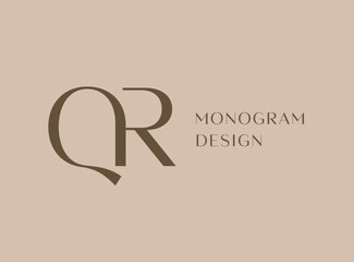 QR letter logo icon design. Classic style luxury initials monogram.