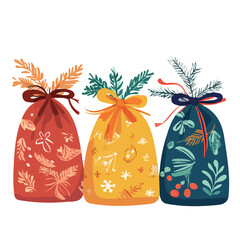 My Simple flat 2D illustration Decorative Gift Bags isolated on a transparent background, vector, flat design, animation design, simple flat 2D icon, clipart, EPS, vector