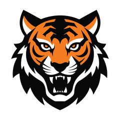 Design a bold high contrast silhouette of a tiger head