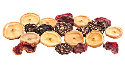 Assorted Dried Fruit Still Life On White Background