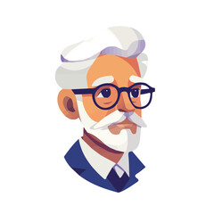 A Simple, flat, 2D icon of a Doctor portrait isolated on a transparent background. It is a vector, animation design, vector, flat design, simple flat 2D icon, minimalist design, clipart