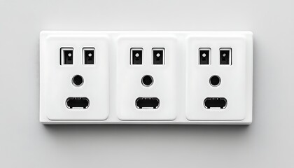 Triple Power Outlet on Wall