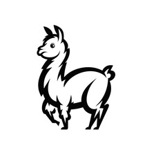 Cute llama isolated on blue background. Funny kawaii alpaca character. Cartoon flat style. Vector illustration	