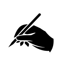 Hand writing continuous line drawing hand with pen line art illustration	