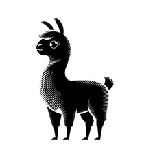 Cute llama isolated on blue background. Funny kawaii alpaca character. Cartoon flat style. Vector illustration	