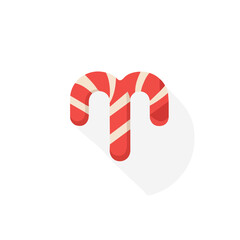 Very Simple flat 2D icon Christmas Candy Canes isolated on transparent background, vector, flat design, animation design, vector, simple flat 2D icon, clipart