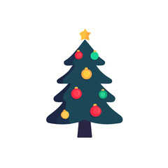 My flat 2D vector illustration of a Christmas tree and Lights isolated, designed as an icon, and isolated on a white background. simple icon design, set collection