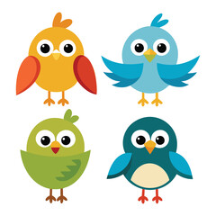 Cute bird icons of vector illustration isolated on a white background