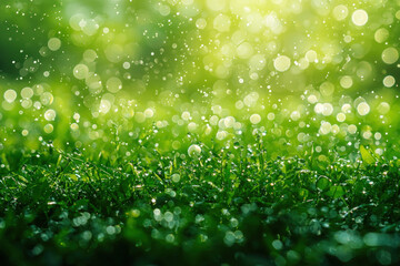 Obraz premium A lush green bokeh background, creating a magical and dreamy atmosphere.