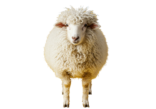 Fluffy White Sheep Farm Animal Portrait, Close-Up, Wool, Curly