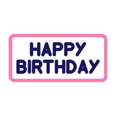 Happy Birthday Sticker Vector Line Two Colors Icon Design