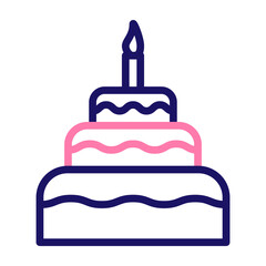 Birthday Cake Vector Line Two Colors Icon Design