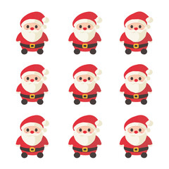 Very Simple flat 2D icon Christmas Mini Santa Claus set isolated on a white background, vector, flat design, animation design, simple flat 2D icon, minimalist design, clipart	