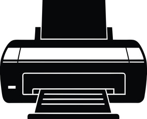 Printer Silhouette Black Vector | Office Equipment Design in Minimal Style