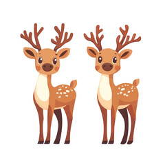 2D icon Christmas brown Reindeer Figurines isolated on a transparent background, vector, flat design, animation design, vector, flat design, animation design, simple flat 2D icon, Eps format